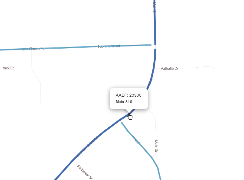 SEMCOG traffic map showing 24,000 average daily car trips on S Main St adjacent to this site